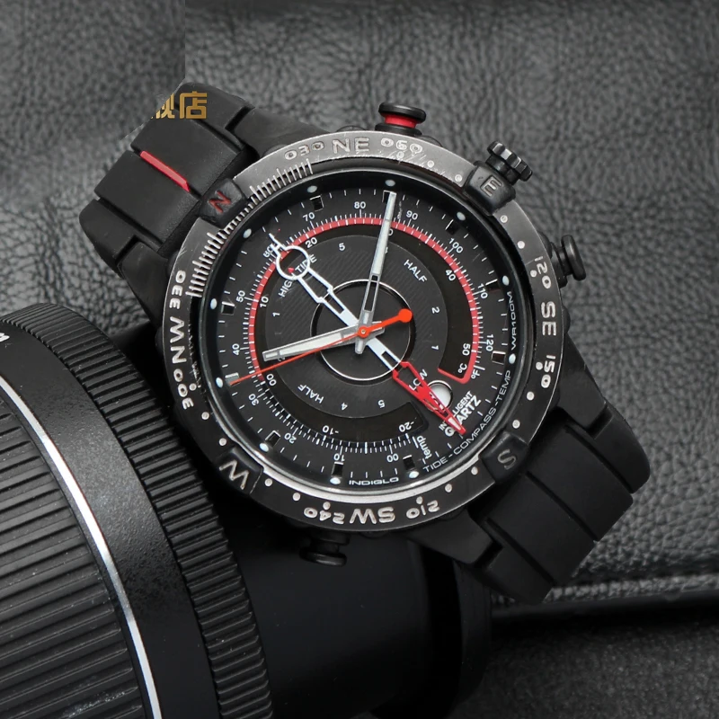 High-Quality Black Waterproof Silicone Sports Watchband - Men's 24mm