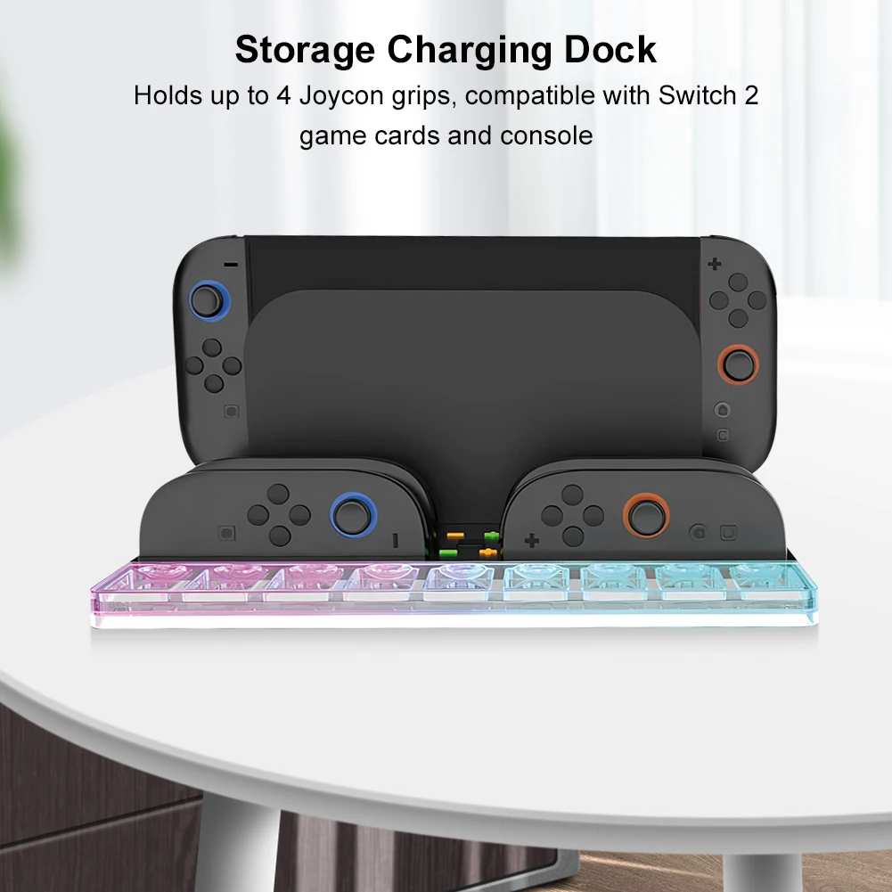 Charging Dock Station For Nintendo Switch 2 Console Holder Up to 4 Joy-Cons Controllers Charger Stand Base With LED Indicator