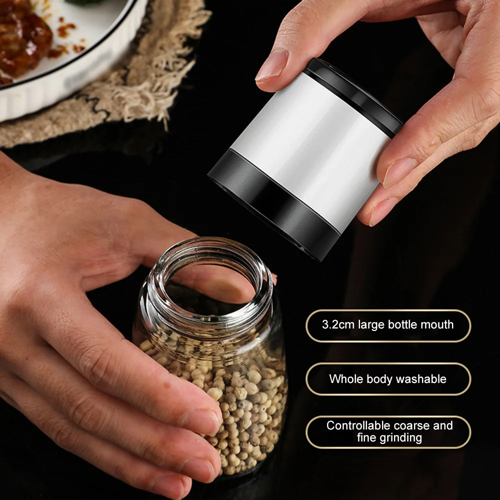 Kitchen Manual Grinder Salt And Pepper Grinder Refillable Pepper Shaker Adjustable Thickness Spice Container Grinder Spice Mill