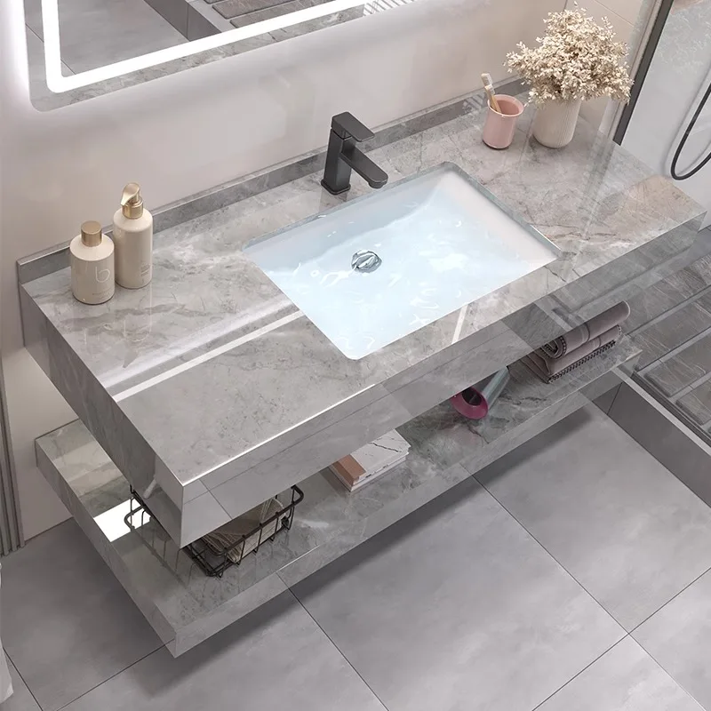 Simple Washbasin Bathroom Vanities Toilet Vintage Partition Vintage Bathroom Vanities Light Grey Armadi Aperti Home Furniture