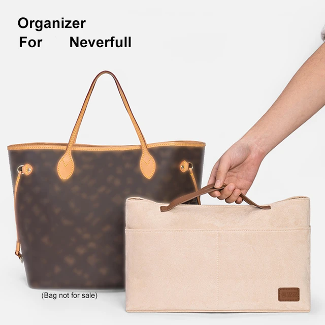 For Neverfull PM MM GM Organizer Suede Cloth Insert Bag Makeup Handbag  Storage Travel Inner Purse