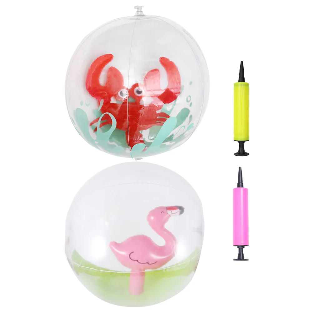 

2 Pcs Beach Ball Floatable Pool Inflatable Flamingo Colorful Water Balloons Play