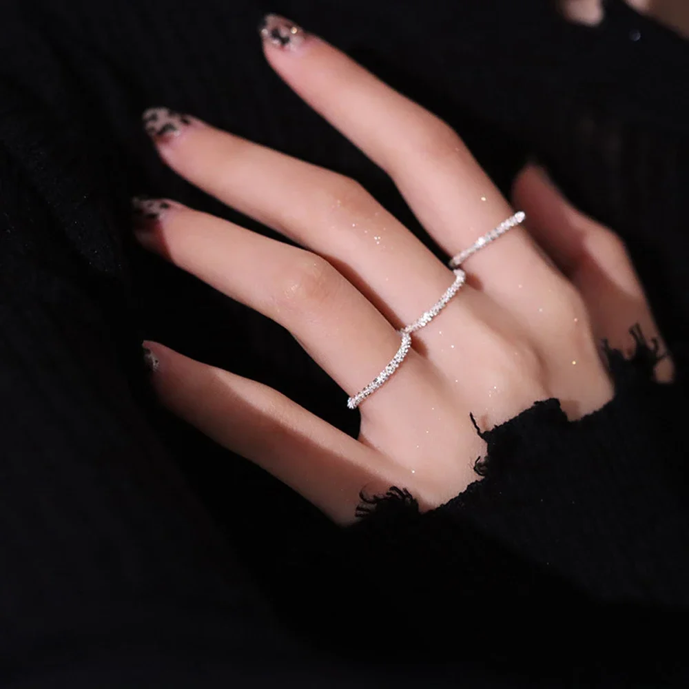 Finger Ring Fashion Sparkling Simple Style Versatile Decorative Compact Index Finger Ring For Women Jewelry Gifts