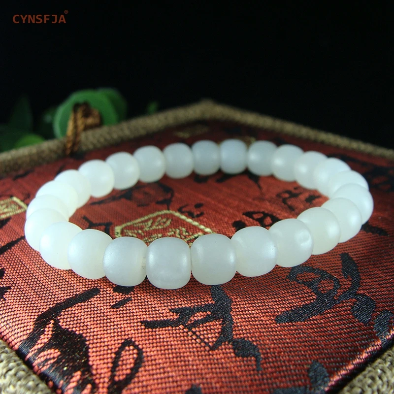 

CYNSFJA New Real Rare Certified Natural Hetian Nephrite Mutton-fat Women's Lucky Amulets White Jade Bracelets High Quality Gifts