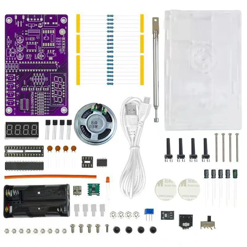 DIY FM Radio Electronic Kit 87-108MHz Adjustable Frequency Digital Display Soldering Project Practice Solder RDA5807S