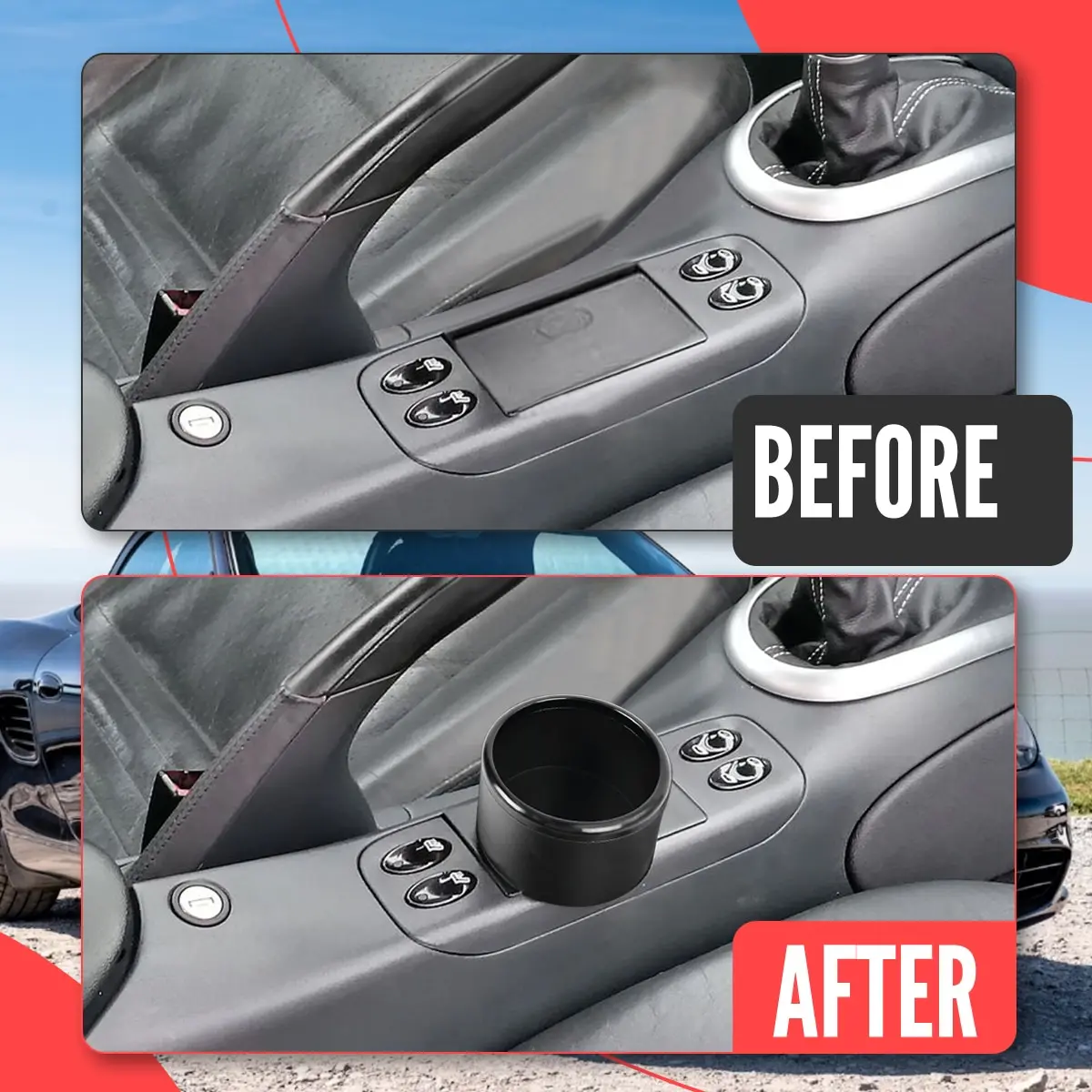 센터 Cconsole 물병 컵 자동차 음료 컵 홀더 Boxster 986 911 996 1997-2004 용 Porsche 용 자동 인테리어 주최자