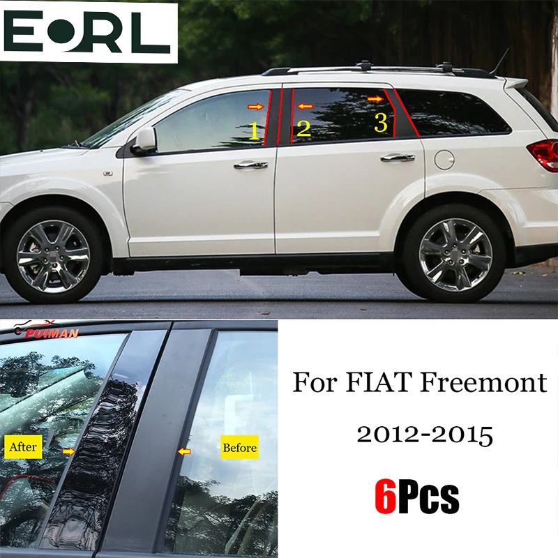 Nuovo Arrivo 6Pcs Window Trim Cover Bc Column Sticker Fit For Fiat Freemont 2012 2013 2014 2015 Pali Lucidati