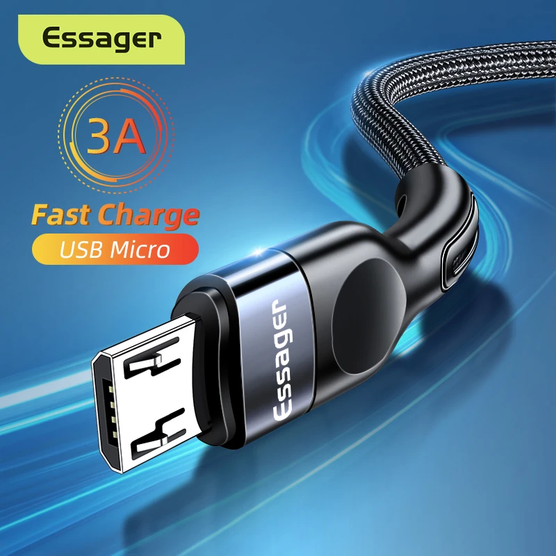 Essager Micro USB Cable 3A Fast Charging Charger Microusb Wire Cord For Samsung Xiaomi Redmi Android Mobile Phone Data Cable 3M iphone hdmi to tv