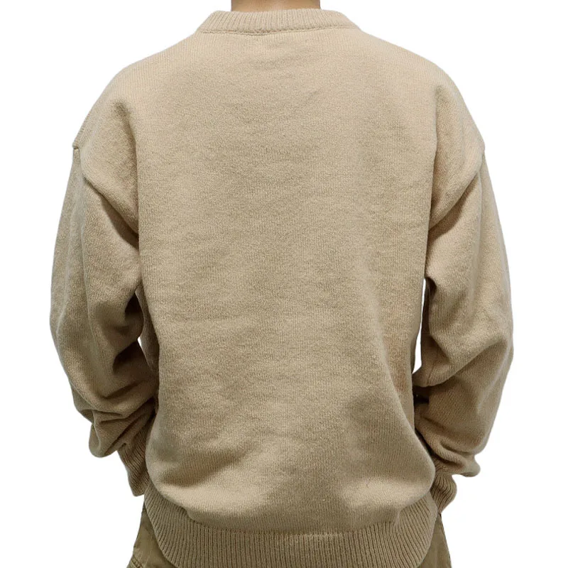 Men's Sweater Autumn Winter Long Sleeve Khaki Sweaters Pullovers Casual O-Neck Knit Men Pullover Letter Printed Jumper Knitwears