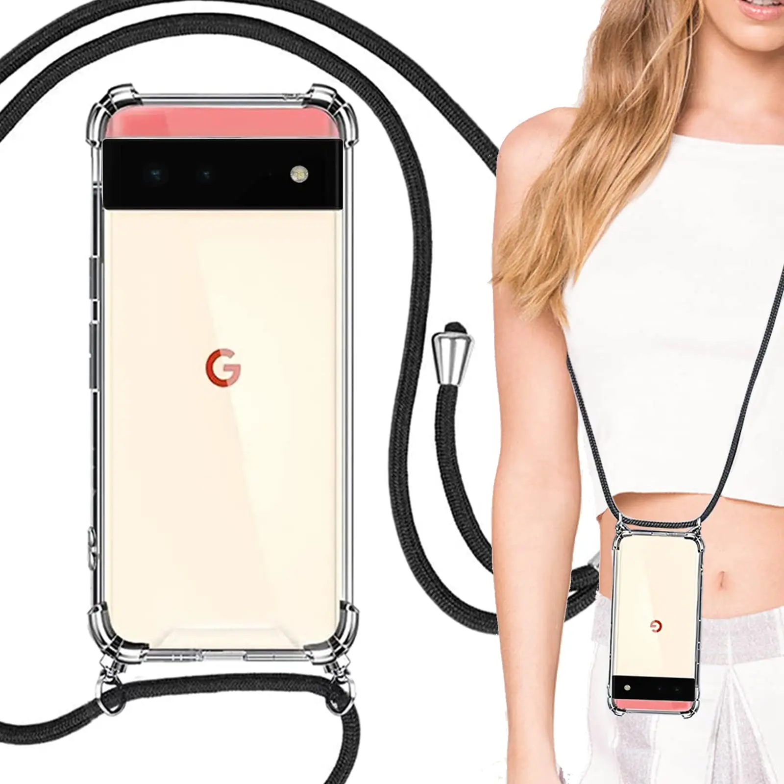 

Lanyards чехол для телефона для Google Pixel 7a 7Pro 7 Роскошный прозрачный защитный чехол для Pixel 6a 6 6Pro противоударный мягкий чехол из ТПУ