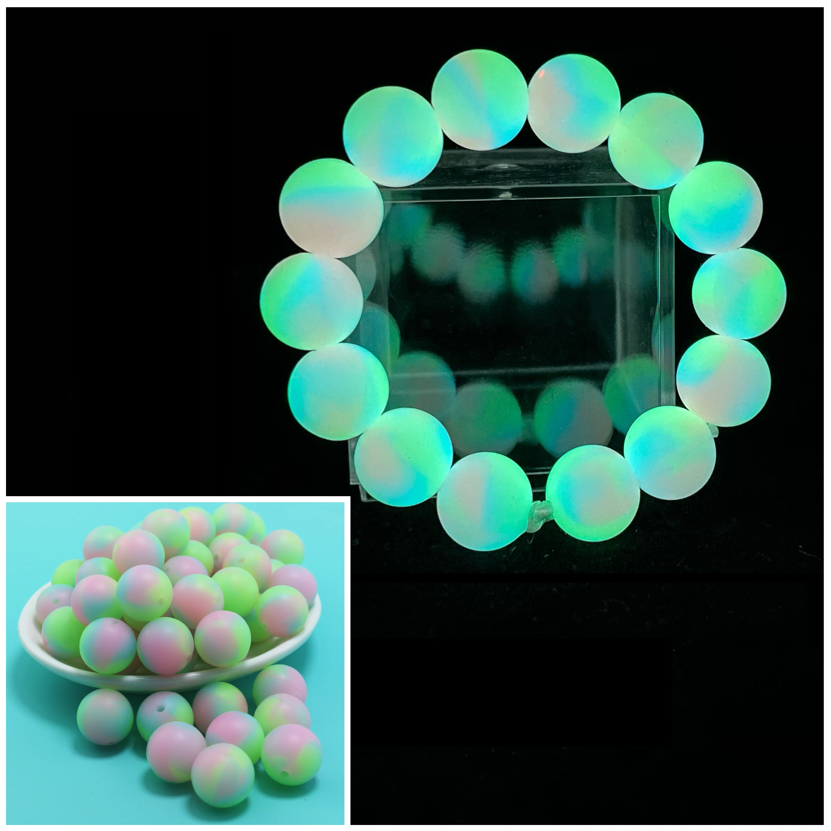20pcs 12mm 15mm Luminous Silicone Beads New бисер Kids Perles Pour Teether For DIY Baby Silicon Loose Ball Glow In The Dark