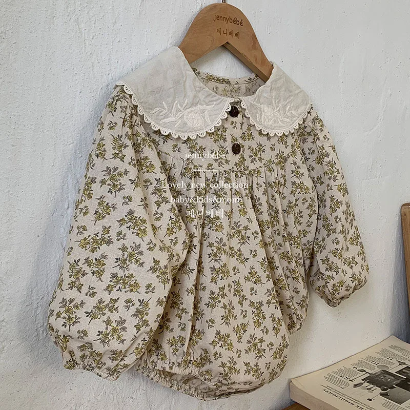 

Autumn Spring Infant Baby Girl Bodysuits Cotton Long Sleeve Floral Printing Newborn Baby Girl Jumpsuit 0-24M Baby Girl Clothing