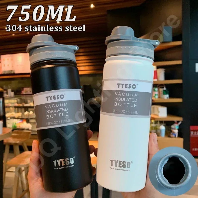 Tyeso 보온병 스테인레스 스틸 진공 플라스크 절연 물병, 어린이 커피 머그잔, Termica 여행 컵, 530 ml, 750ml