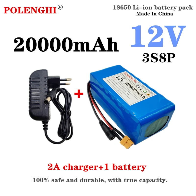 

100%true capacity 3s8p 18650 battery pack 12v 20Ah 18650 lithium battery protection board 20000mAh for inverter miner's lamp+BMS