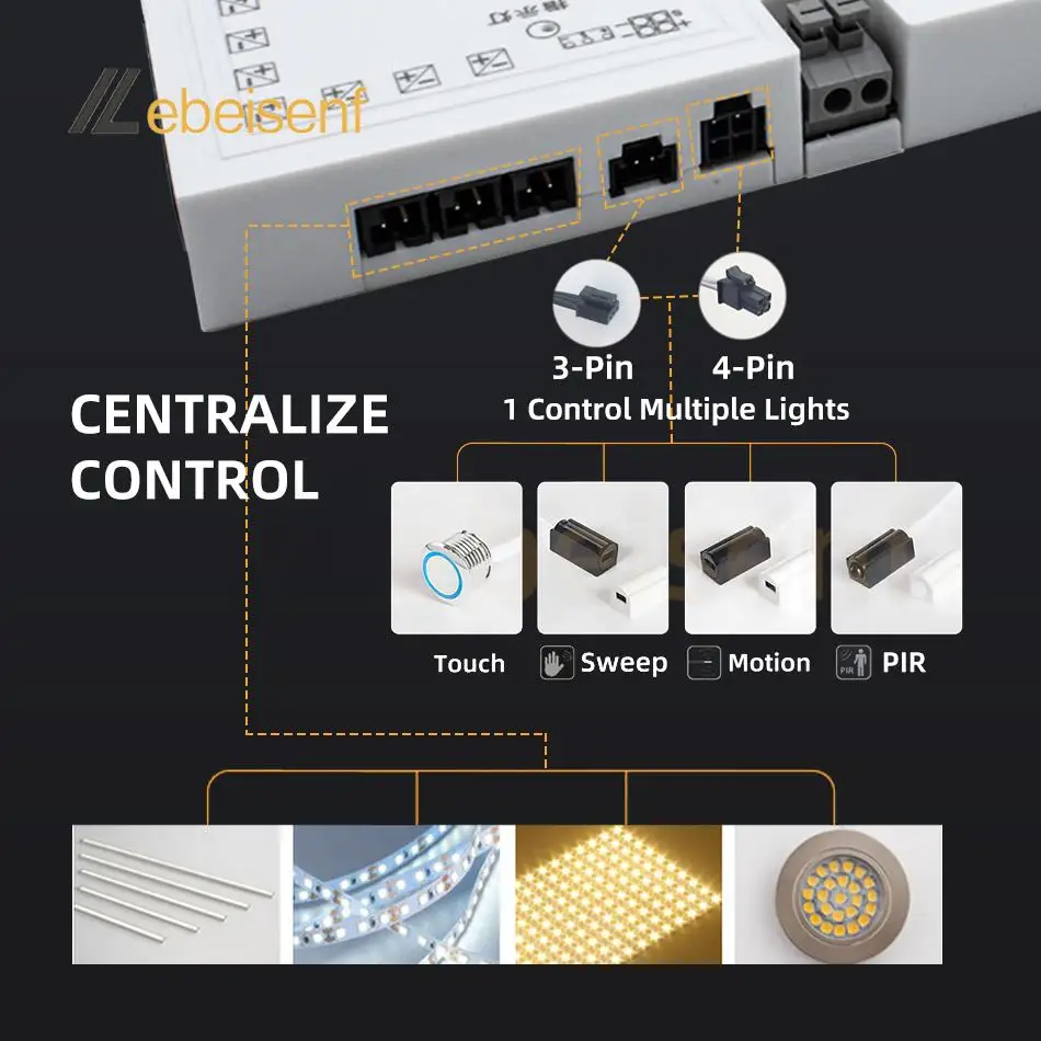 LED 캐비닛 라이트 스트립 라이트 변압기 DC 12V 24V 조명 전원 공급 장치 듀폰 포트 드라이버 24W 36W 60W 100W EU/US 플러그 케이블