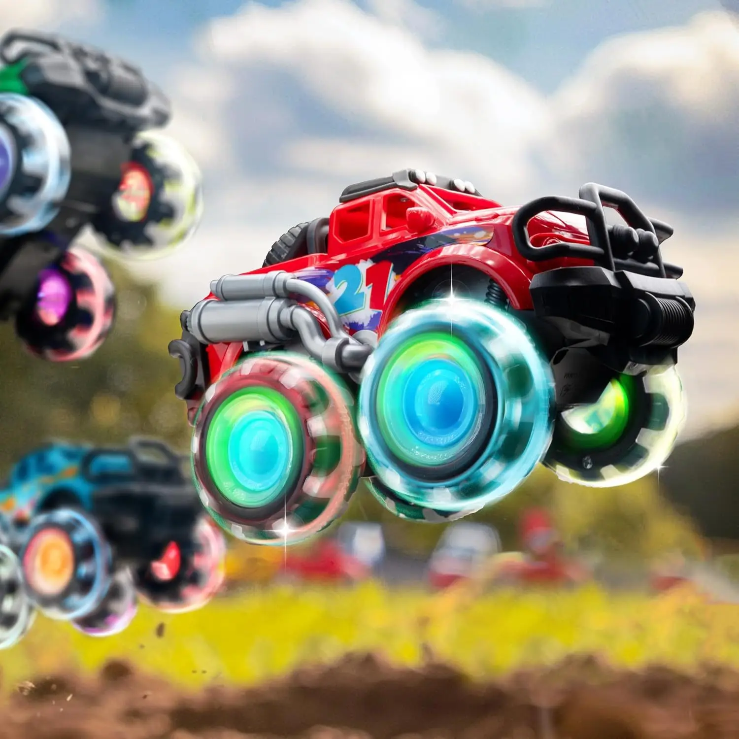 JOYFY 3er-Pack Monster-Truck-Spielzeug mit Blinkenden LED-Rädern Leuchtende Autos für Kleinkinder Geburtstagsgeschenk Reibungsangetrieben – Detail 6