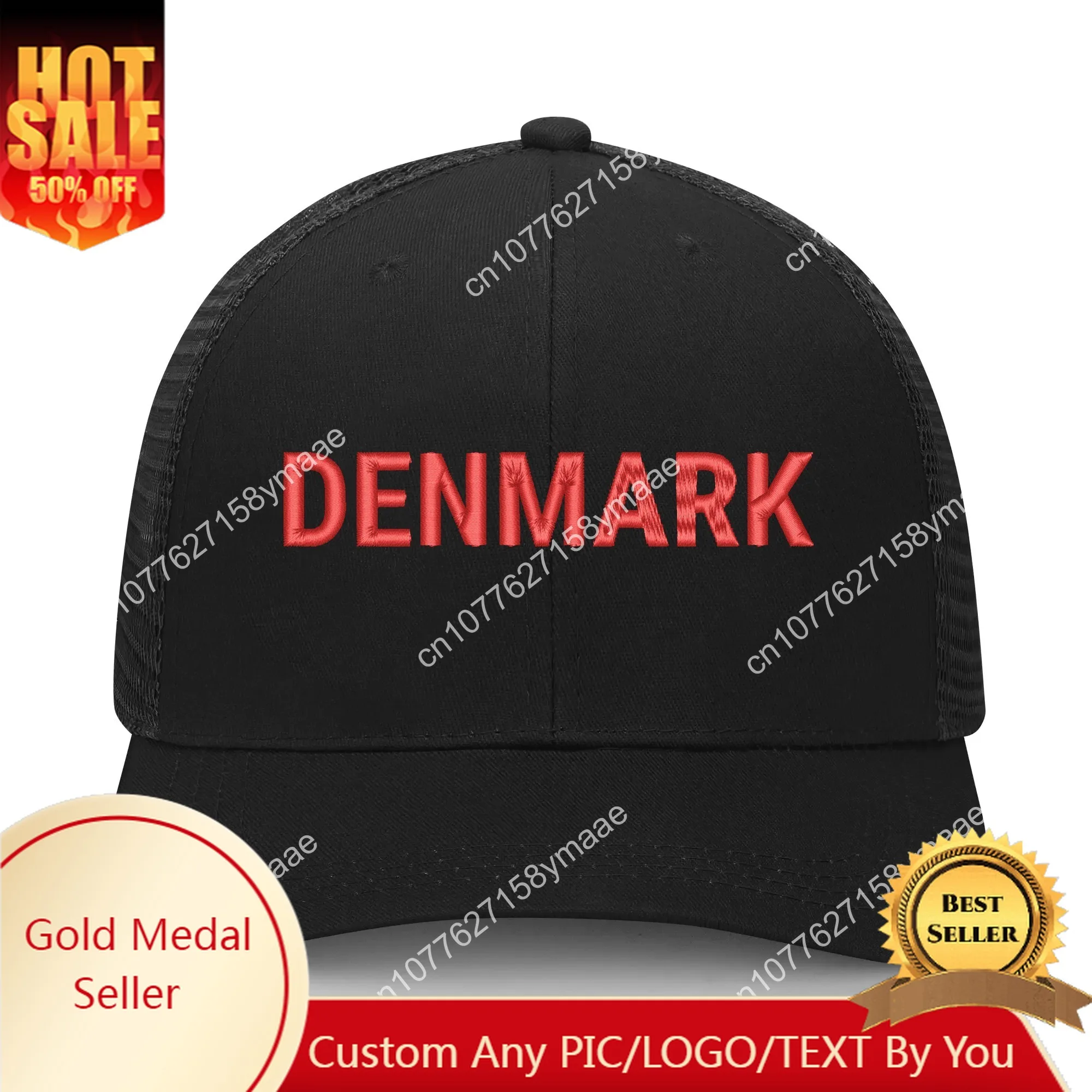 

Denmark Flag Embroidery Hat Mens Womens Sports Baseball Hat Breathable Mesh Summer Sun Visor Headwear Custom Made Caps Logo