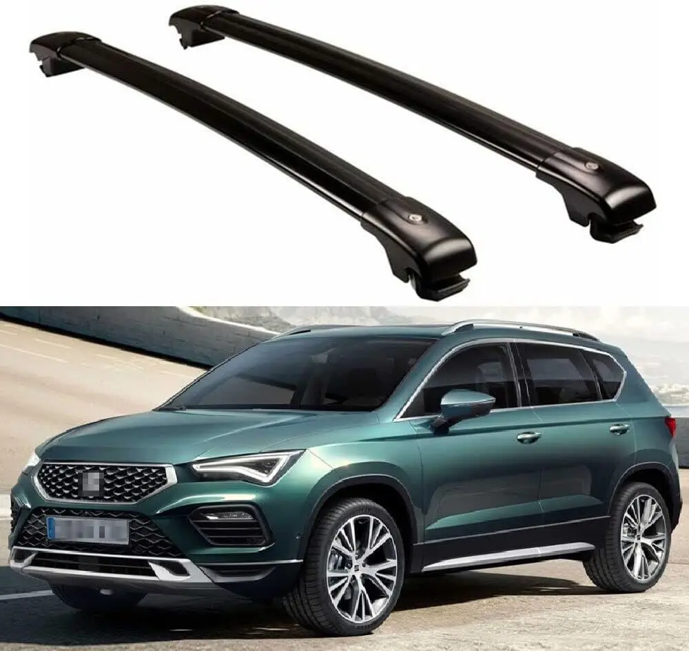 

2Pcs Black Aluminum Lockable Roof Rail Rack Cross Bars Crossbars Fits for Seat Ateca 2016-2023