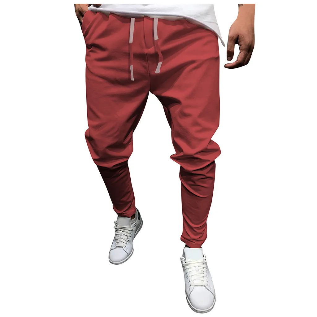 Men's Autumn Winter Sweatpants High Elastic Waist Drawstring Trousers