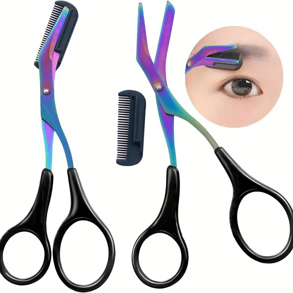 Eyebrow Trimmer Scissor 1PCS Stainless Steel with Comb
