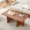 44.8 Inch Walnut Wood Grain MDF Coffee Table Modern Luxury Stable Triangular Support The Coffee Table Is Made of Medium Density 1
