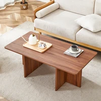 44.8 Inch Walnut Wood Grain MDF Coffee Table Modern Luxury Stable Triangular Support The Coffee Table Is Made of Medium Density 1