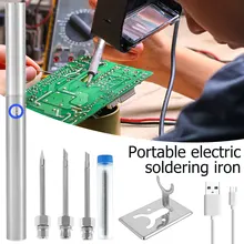 

Soldering Iron Kit Rechargeable Wireless Welding Pen with 110mAh Battery Fast Heating Welding Tool with Soldering Iron