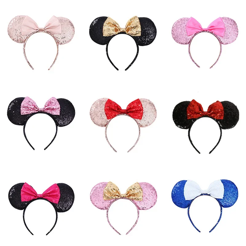 

Popular Sequins Mouse Ears Bow Headband For Children Glitter Hairband Kids Hair Accessories Chic Girls Women Party Decoration