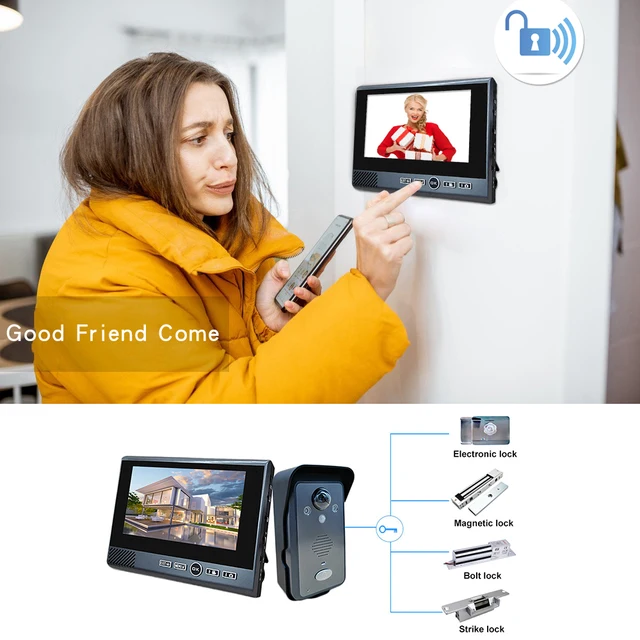1080P Wireless Video Intercom Punch-Free Motion Detection Long Standby Visual Doorbell Security System for Home 2.4Ghz 3