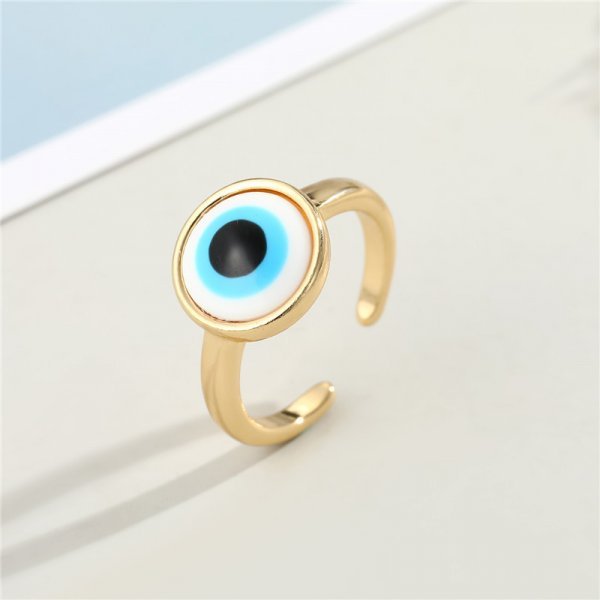 Turkish Evil Eye Ring For Women Open Rainbow Crystal Enamel Heart Beads Finger Couple Jewelry Party Girls Fashion Gifts