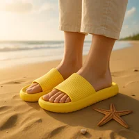 EVA Beach Slippers Thick Sole 4cm Cloud-Like Comfort Home Use Couple Height Increasing Indoor Solid Color Summer Sandals - Image 2