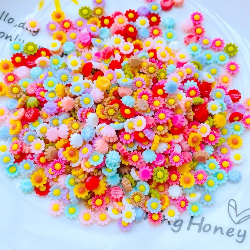 100Pcs New 6mm Cute Mixed Mini Flower Flat Back Resin Cabochons Scrapbooking DIY Jewelry Craft Decoration Accessorie J58