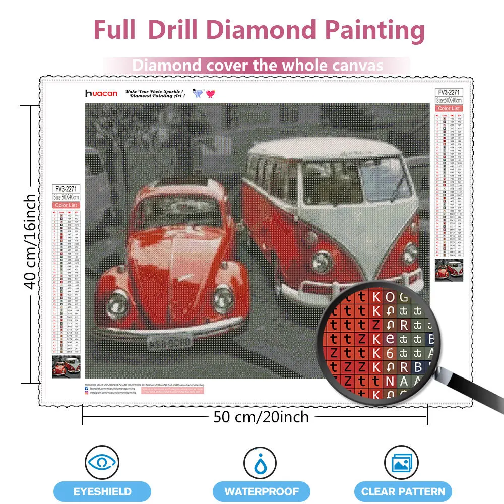 HUACAN Diamond Painting Car Rhinestones Art Diamond Embroidery Black White Landscape Full Drill Mosaic Needlework Home Decor