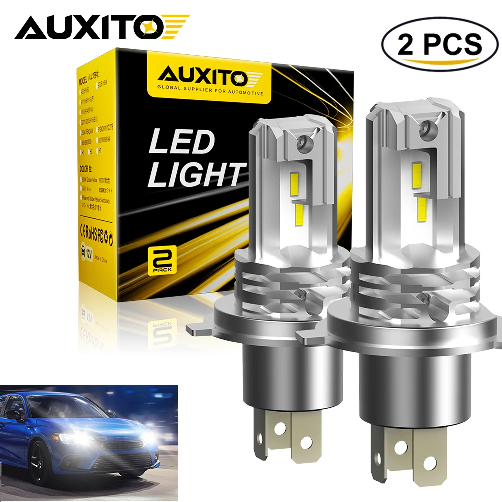 팬리스 CSP LED 헤드라이트, 6000K 화이트 슈퍼 브라이트 자동 조명, LADA MAZDA 3 6 CX-5 현대 솔라리스 악센트 산타용, H4, 2 개, 1 개
