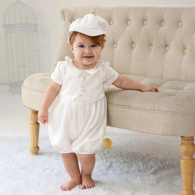 Ropa de bautizo para bebés de 0 a 2 años, trajes de cumpleaños con sombrero, conjunto de 2 piezas, blanco| | - AliExpress