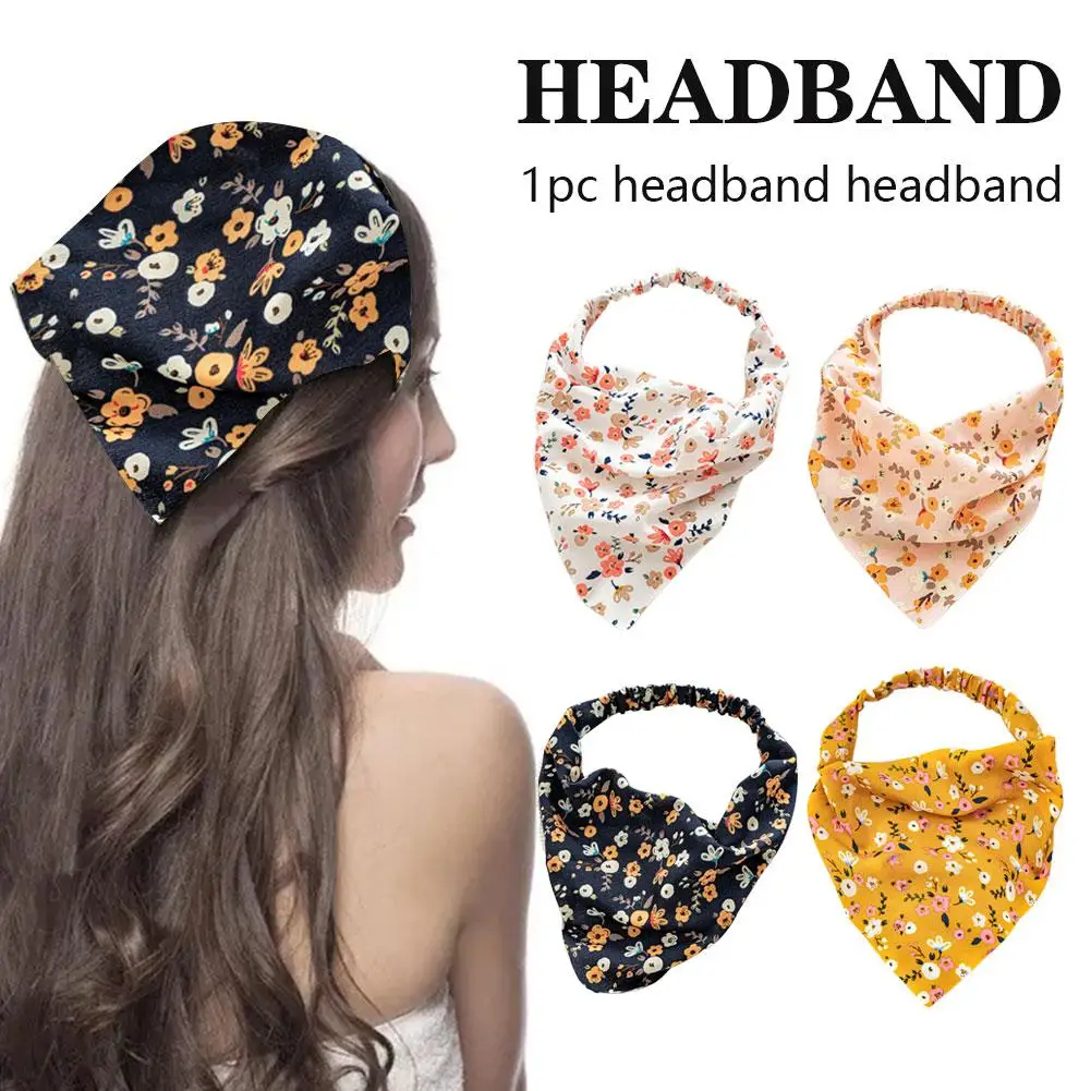 

Pastoral Style Headscarf Hairband Women's Elastic Belt Versatile Elastic Scarf Fragmented Flower Pairing Triangle Headwear J2U6