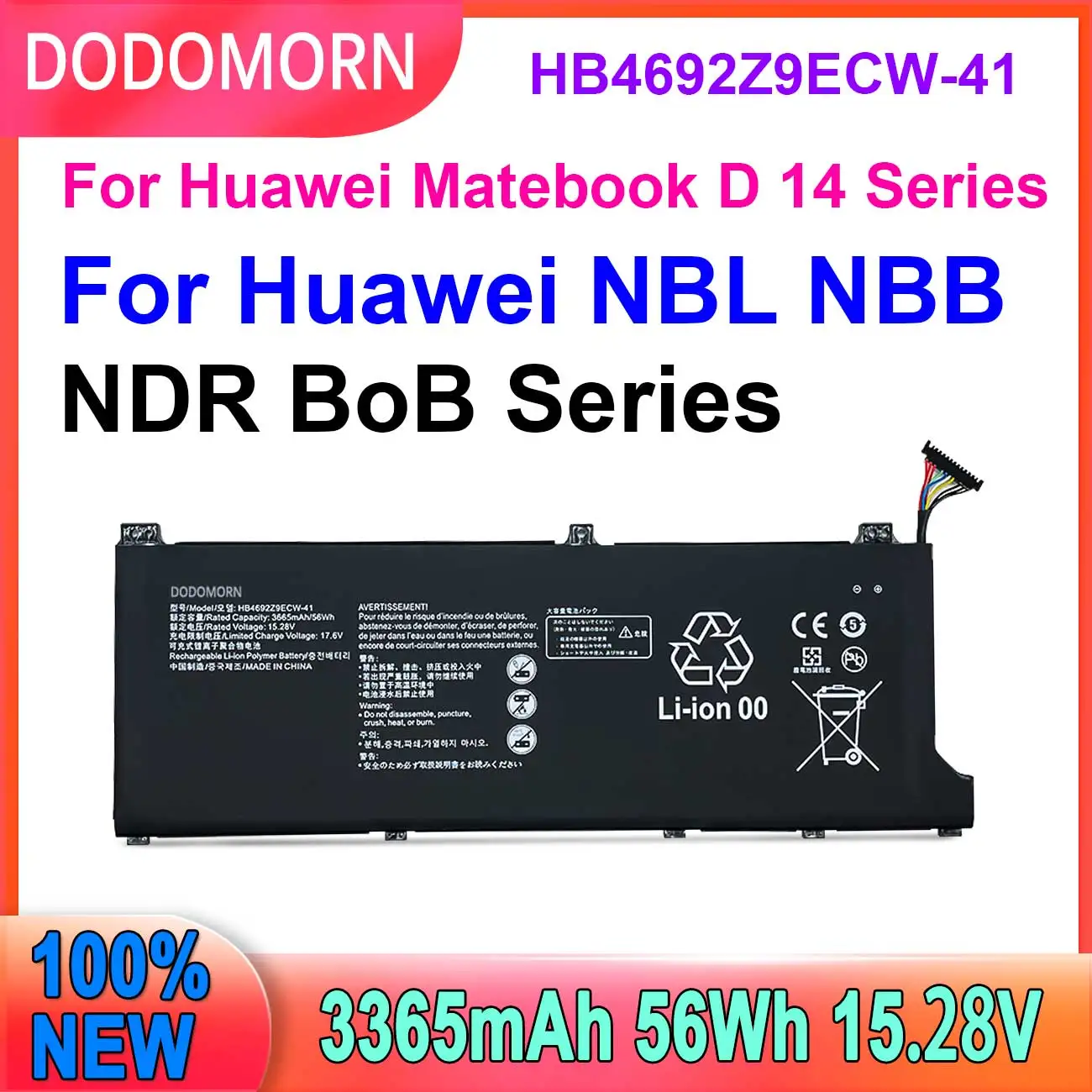 

For Huawei MateBook D14-53010TVS Magicbook 14 HB4692Z9ECW-22A NBB-WAH9P NBL-WAQ9H WFH9 HB4692Z9ECW-41 Battery High Quality