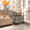 Mini Fridge Stand, Fridge Stand with Storage, 2 Drawer Fridge Cart, Stand with Metal Frame and Fabric Drawers 6