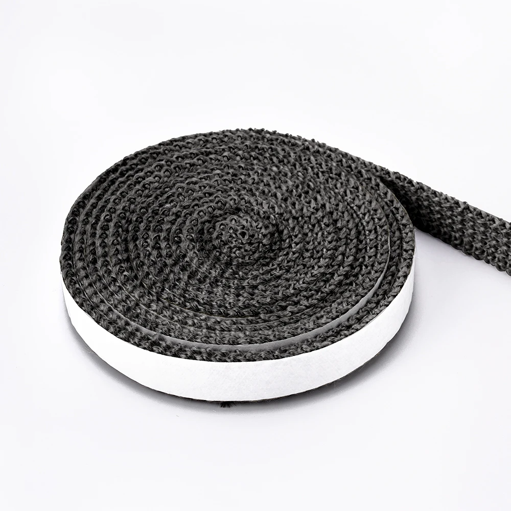 Fireplace Sealing Rope 10/15mm Wood Burning Stove Door Self-Adhesive Fiberglass Sealing Cord Replacement Black Gasket Tape