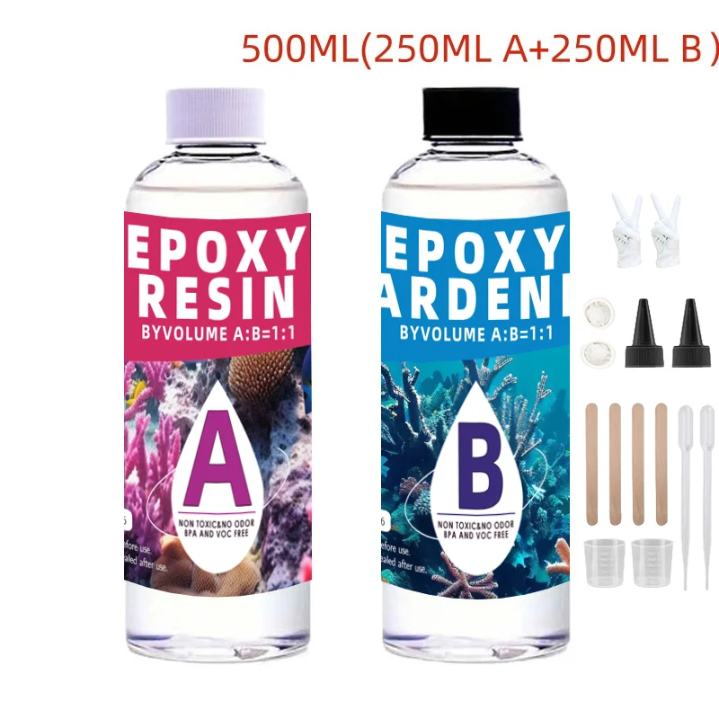 High-Gloss Bubble-Free Epoxy Resin Kit with Accessories for Art and Craft Creations