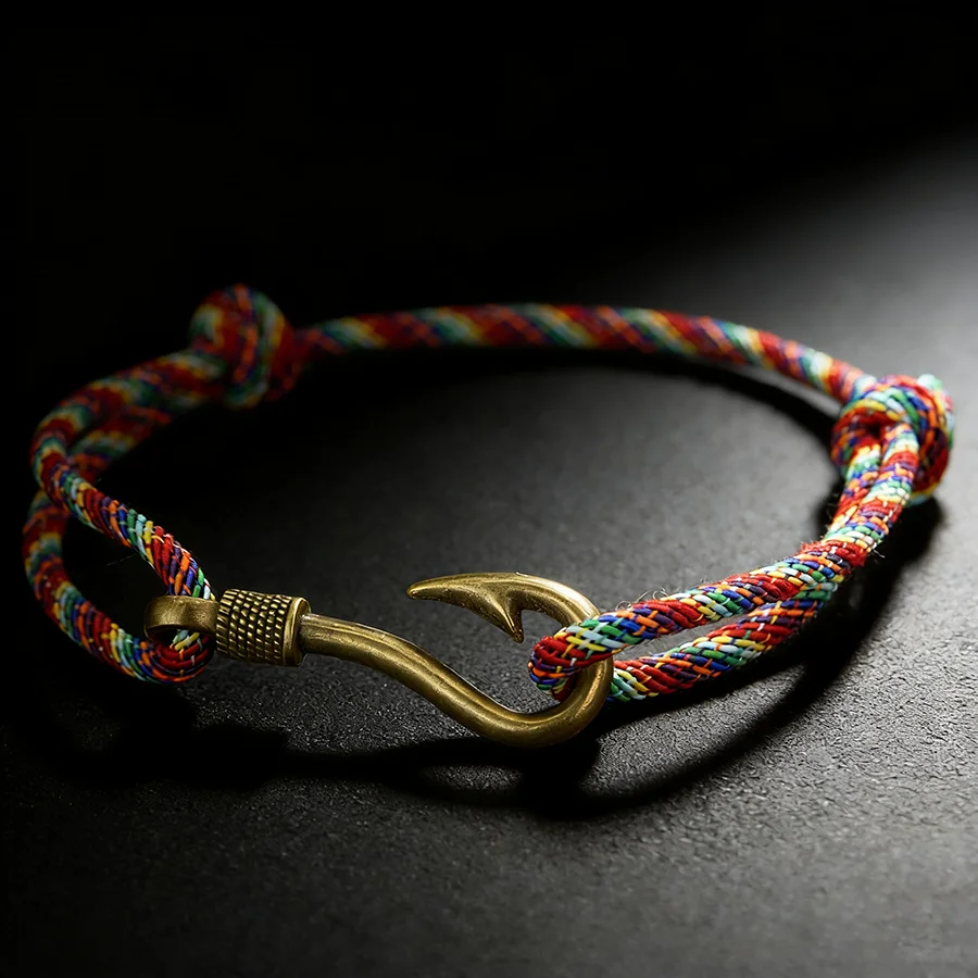 Vintage-Angelhaken-Armband für Herren, 10 Farben erhältlich, umweltfreundliches Material, Sport, schweißabsorbierendes Armband, verstellbar – Detail 5