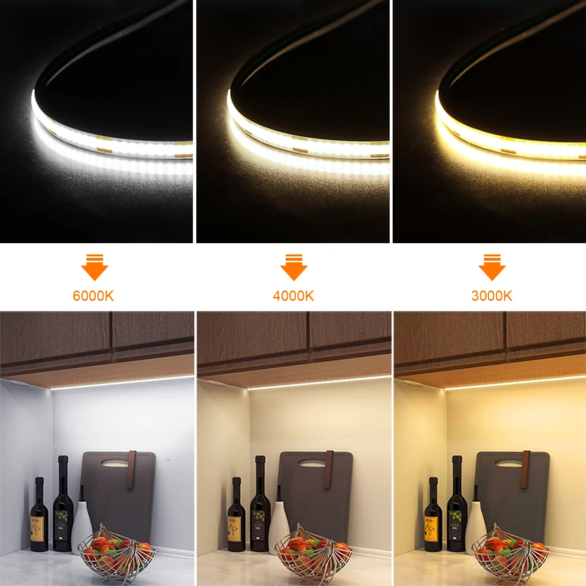 High Brightness Flexible COB LED Strip Light - Dimmable Linear Decorative Lighting