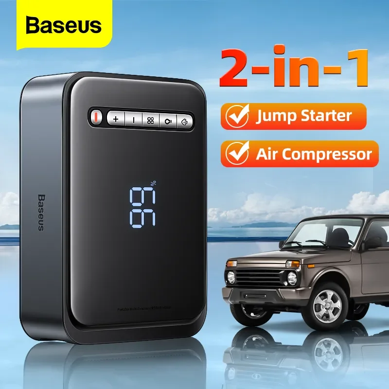 BASEUS 2 in 1 Auto Starthilfe Power Bank Tragbare Luft Kompressor Inflator  Pumpe Power Station 1000A Batterie Starter Auto booster - AliExpress