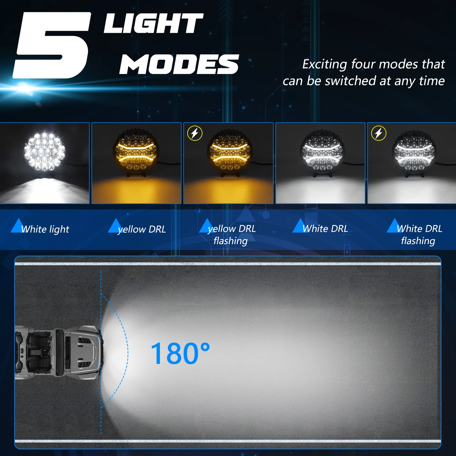 9Inch Work Headlight Bar Vehicle Len Demon Eye Light 6000K Spot Combo Barra LED