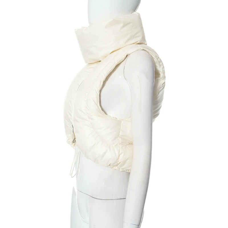 Fashionable Short Padded with Sleeveless Design Winter Coat for Women