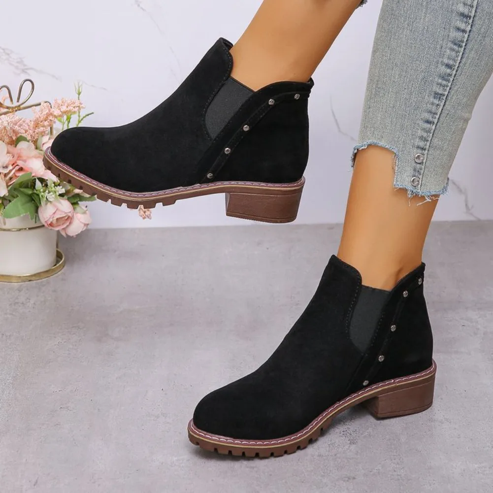 Women'S Boots Promotion Women Shoes Thick Heel Thick Soled Short Boots Fashionable One Foot Outdoor Casual As Tendencia 2025