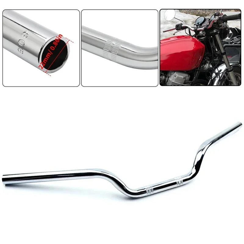 7/8" Motorcycle Handlebar - Chrome & Black Universal Fit For Harley, Honda, Yamaha 5 thumbnail image