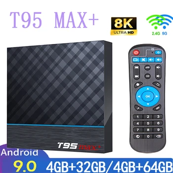 스마트 TV 박스, T95 MAX Plus Amlogic S905X3 안드로이드 9.0, 4G RAM, 64G ROM, 2.4G/5G 듀얼 와이파이, BT4.0 USB 3.0, HDR 8K 3D 셋톱 박스