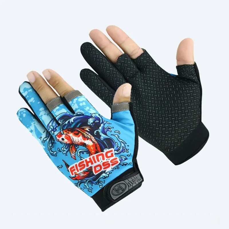 men Fishing Gloves Carp Three-Finger Summer Spring Sun Protection Fishing Accessories Non-slip Sports Breathable