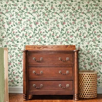 วอลเปเปอร์ลายดอกไม้สีเขียวกันน้ำกาวในตัวสติ๊กเกอร์แปะผนังกำแพงดอกไม้ย้อนยุคสติกเกอร์ติดตู้เฟอร์นิเจอร์หรูหรา 2